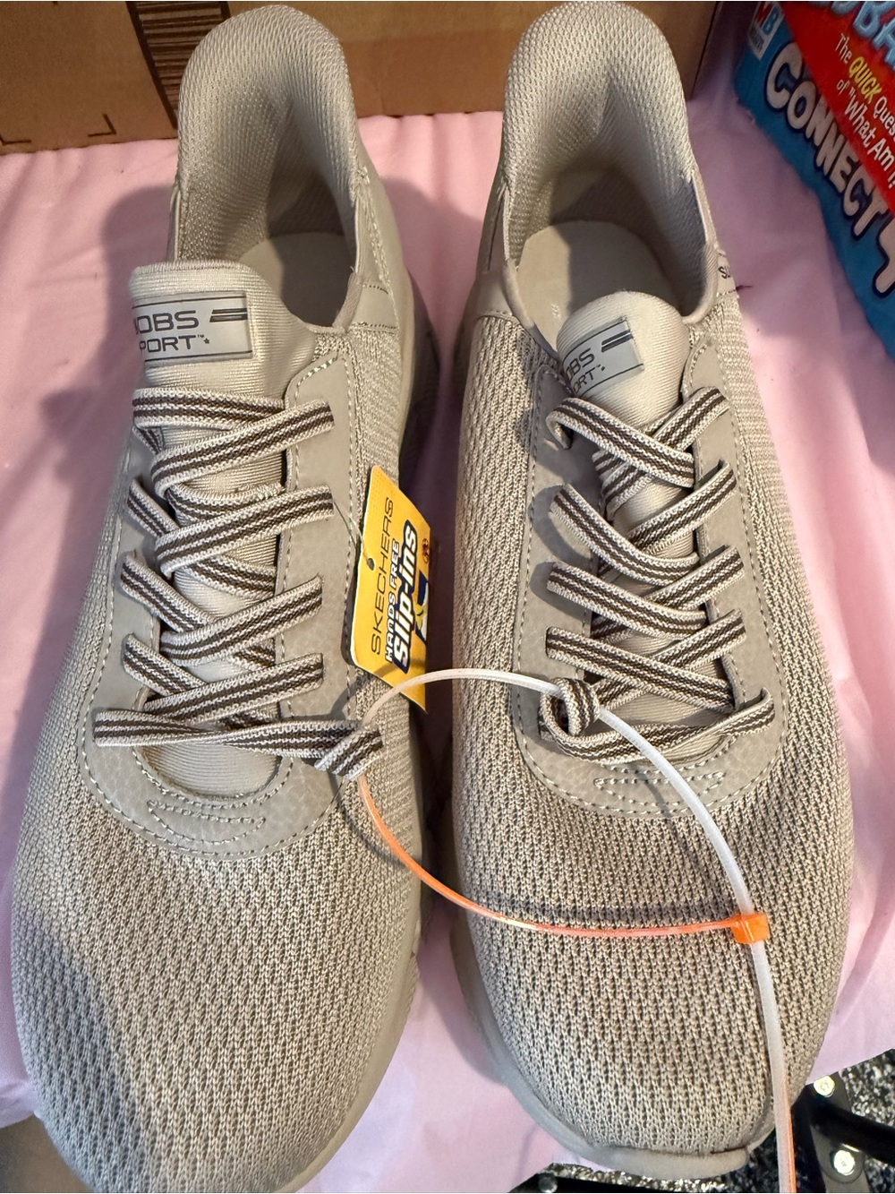 Skechers Men's Taupe Knit Lace-Up Sneakers